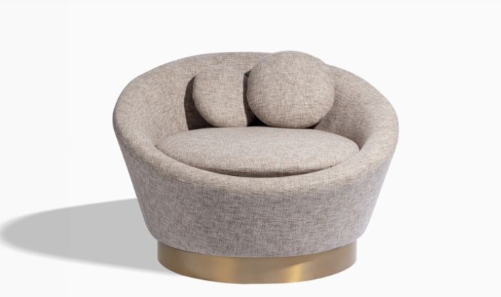 Lustrous Brass Base Lounge Chair