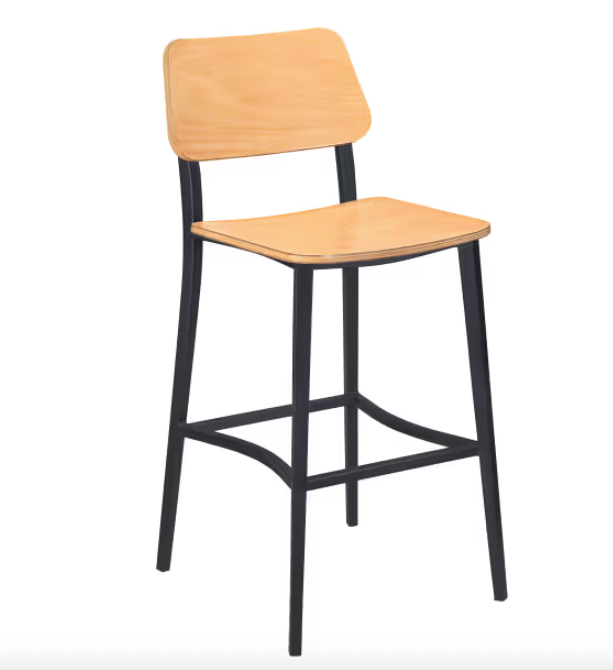 Metal Bar Stool with Wood Back