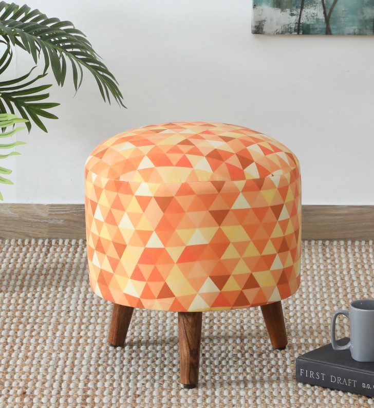 Medessa Fabric Ottoman In Orange Colour