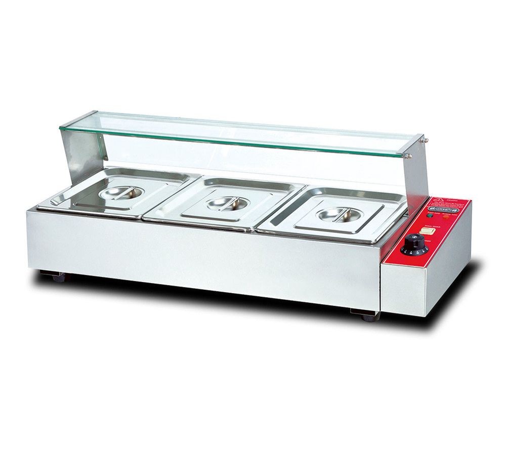 Electric Bain Marie With Glass Table Top 3 Pans