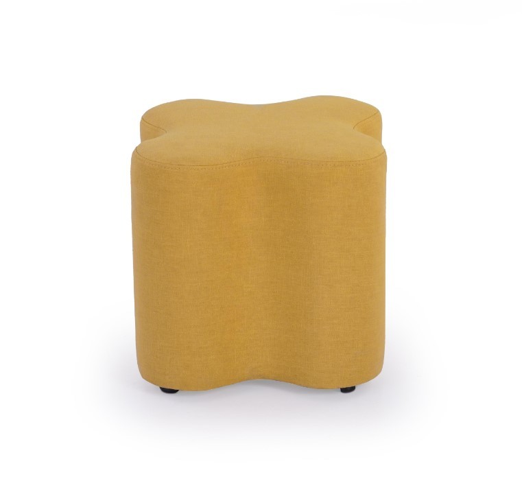 Linen Pouffe in Mustard Yellow