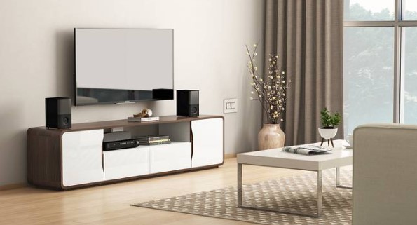 Engineered Wood Free Standing TV Unit in White Finish