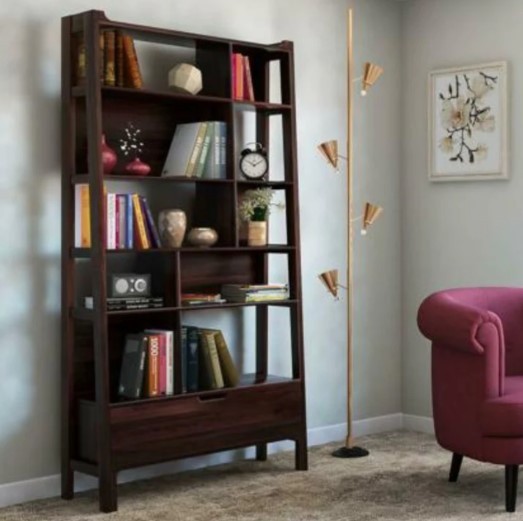 Bookshelf In Mahogany Finish Mango Wood