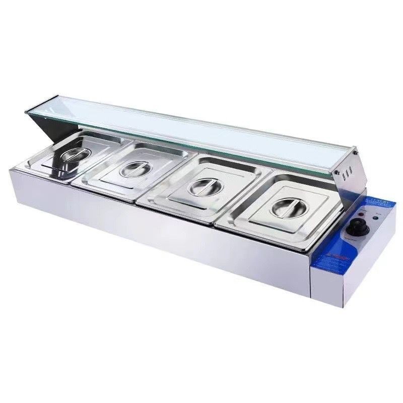 Electric Bain Marie With Glass Table Top 4 Pans