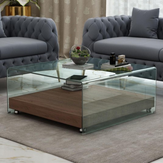 Movable Glass Coffee Table